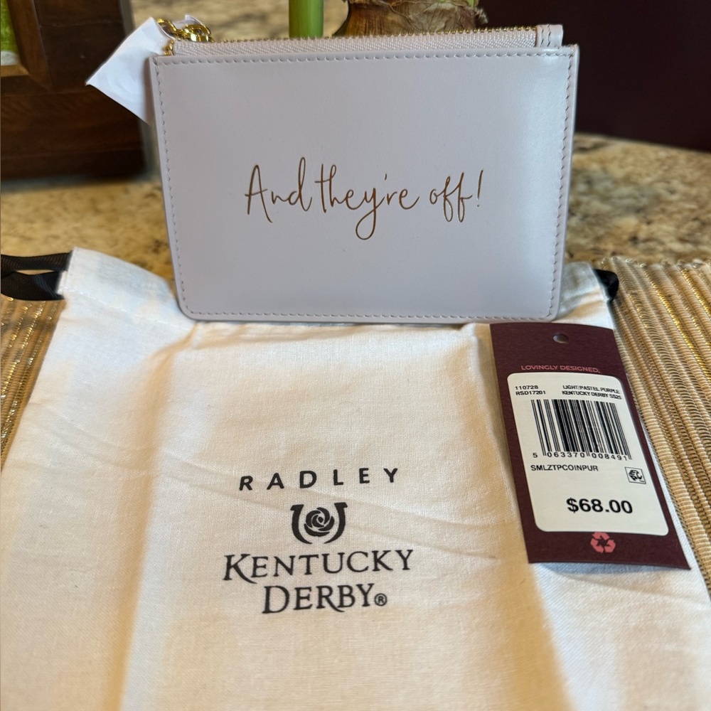 NEW RADLEY LONDON KENTUCKY DERBY Leather Ziptop Coin Purse “And They’re Off”